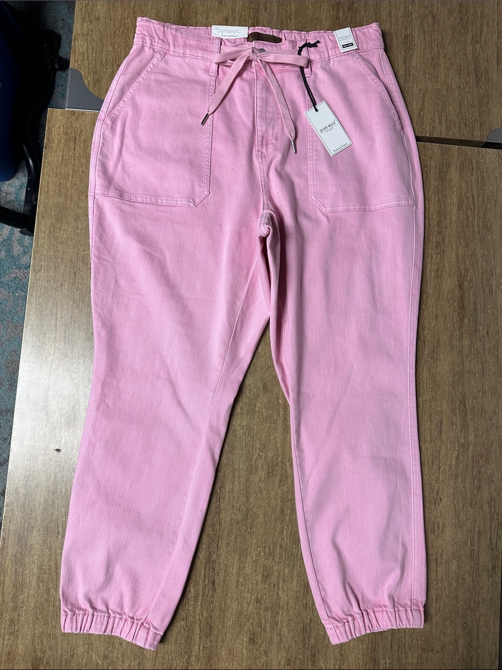 Judy blue nwt pink garment dyed drawstring button waist cinch pocket jeans pants